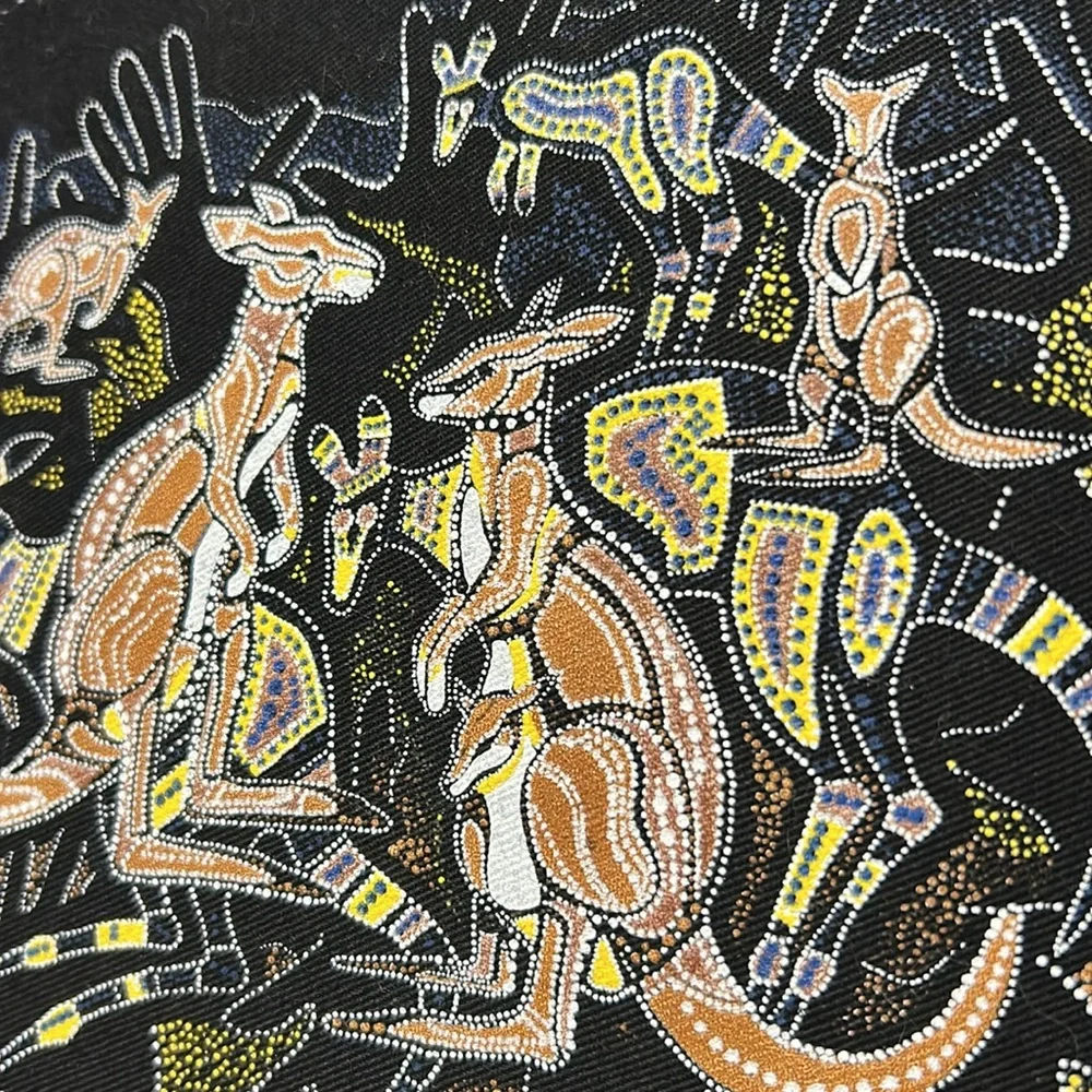 Uluru Aboriginal Art AUSTRALIA PRINT + Survival of the Kangaroos on Cotton Mat